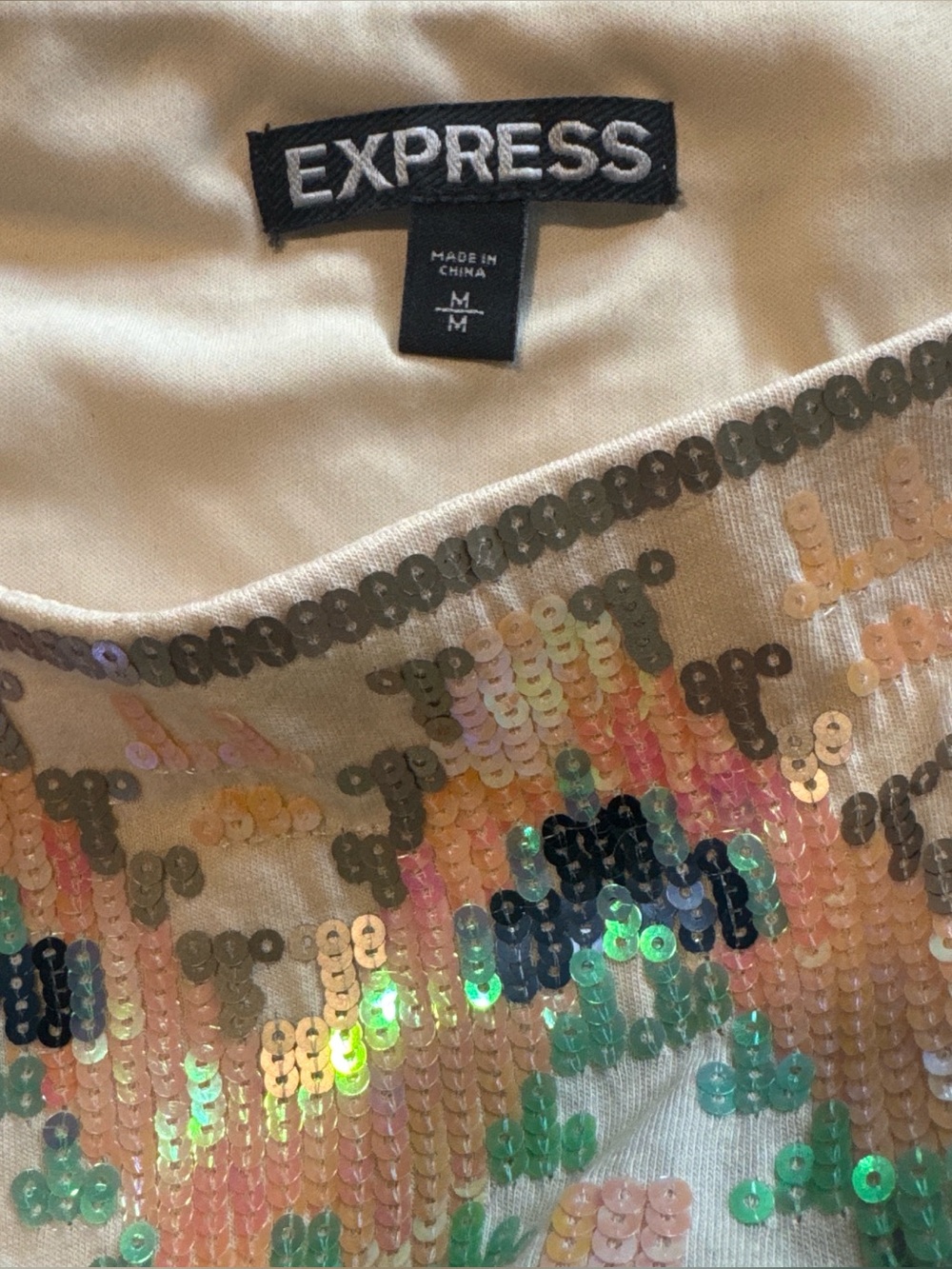 Express Sequin Ikat Mini Skirt Multicolor Size M - Picture 3 of 5